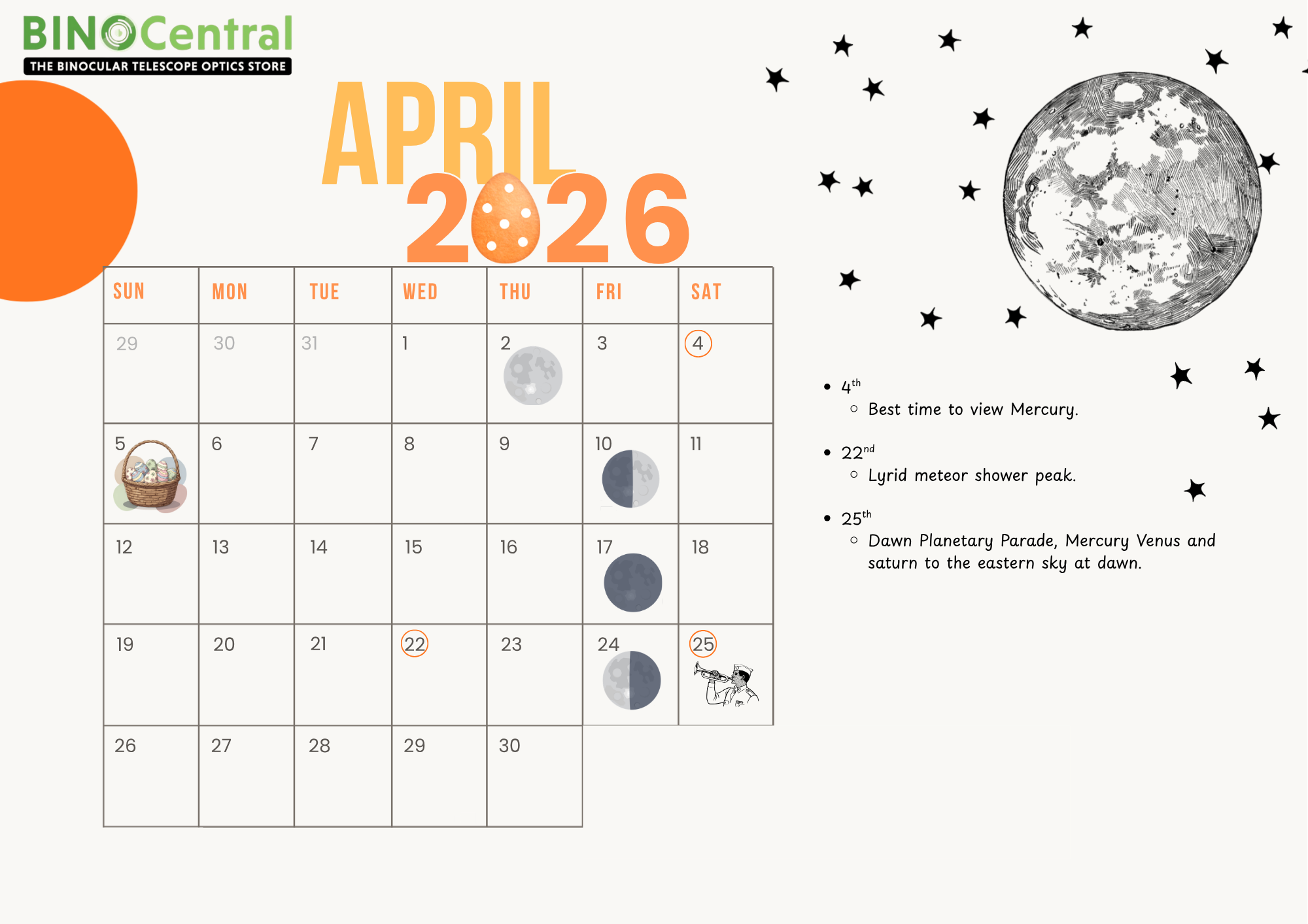 BinoCentral Astronomy Calendar 