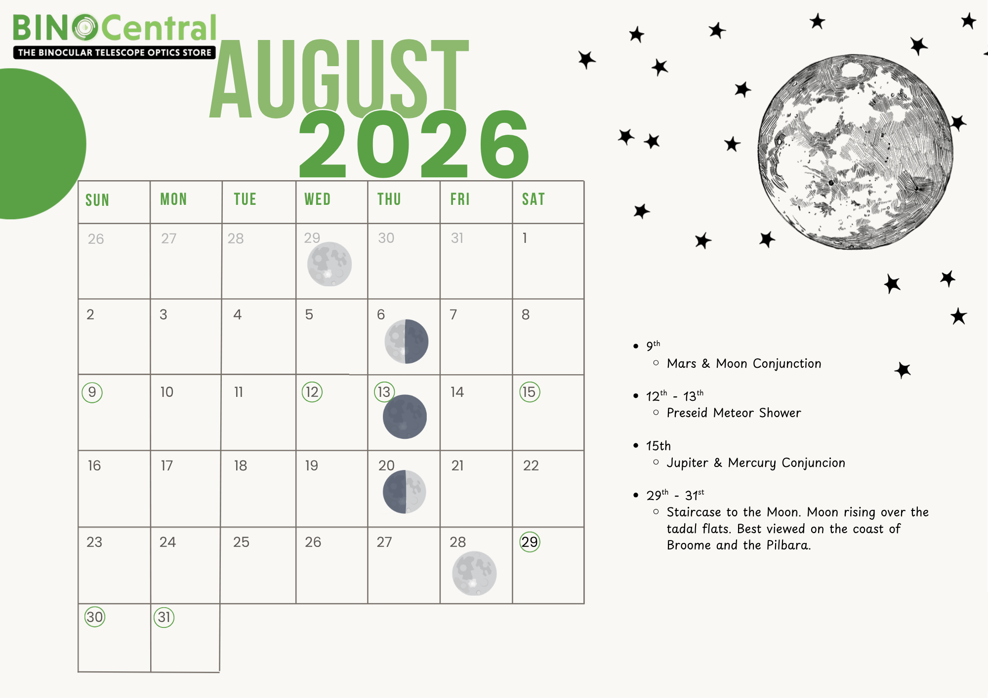 BinoCentral Astronomy Calendar 