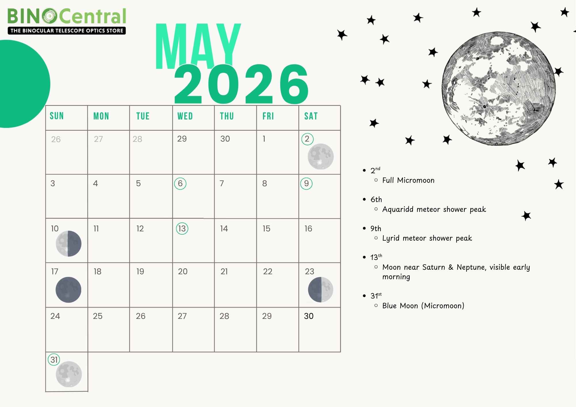 BinoCentral Astronomy Calendar 